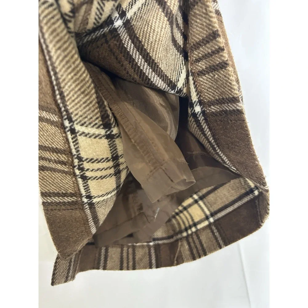JGH Vintage Womens Wool Twill Brown Plaid Skirt‎ Size M Academia Preppy Heritage